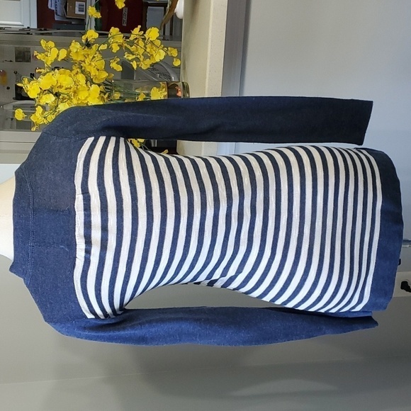 Absolutely creative worldwide open cardigan sweater. Blue striped. Size … - Picture 6 of 9